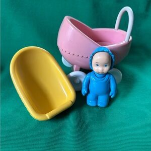 Vintage Little Tikes dollhouse doll Stroller buggy Car seat carrier BABY lot